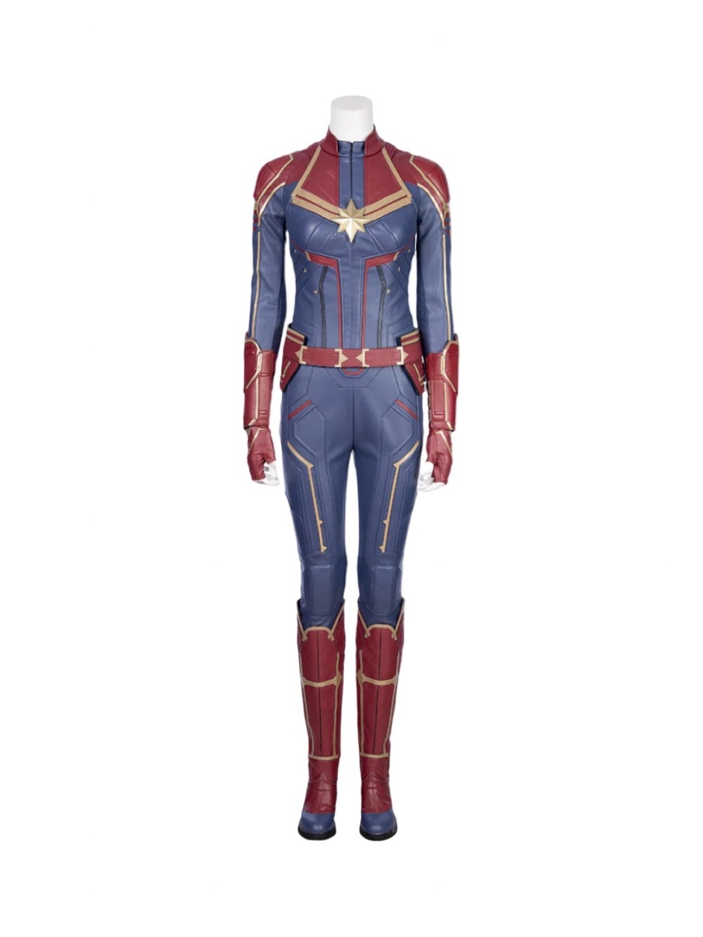 Captain Marvel Blue Cosplay Costumes Carol Danvers High Boots Superhero 3-Piece